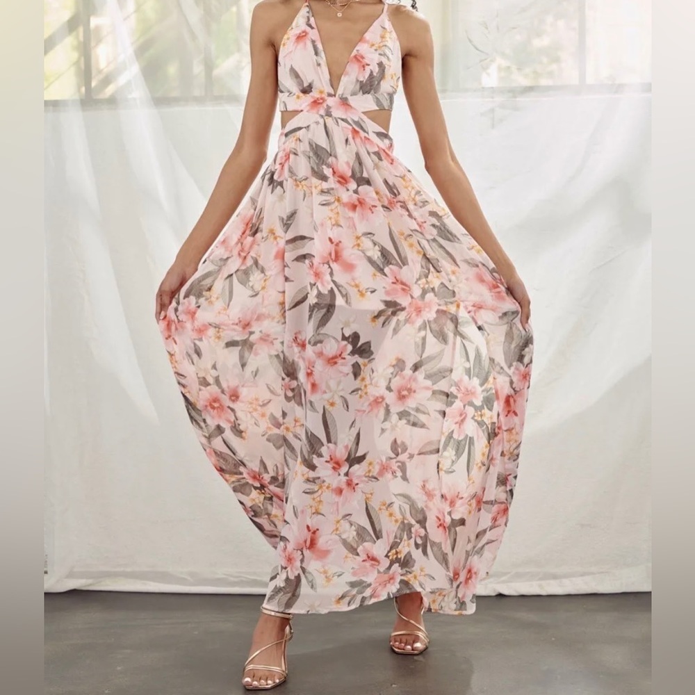 Papaya Floral Print Maxi Dress - Size S - Perfect for Spring, Summer, or Fall
